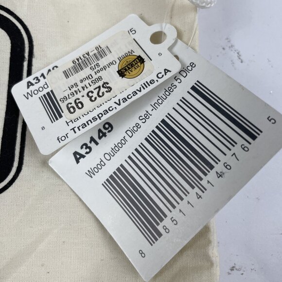 Wooden Outdoor Dice 2.5” (Set of 5) Decor, Game w/Bag Natural Wood - Picture 5 of 6